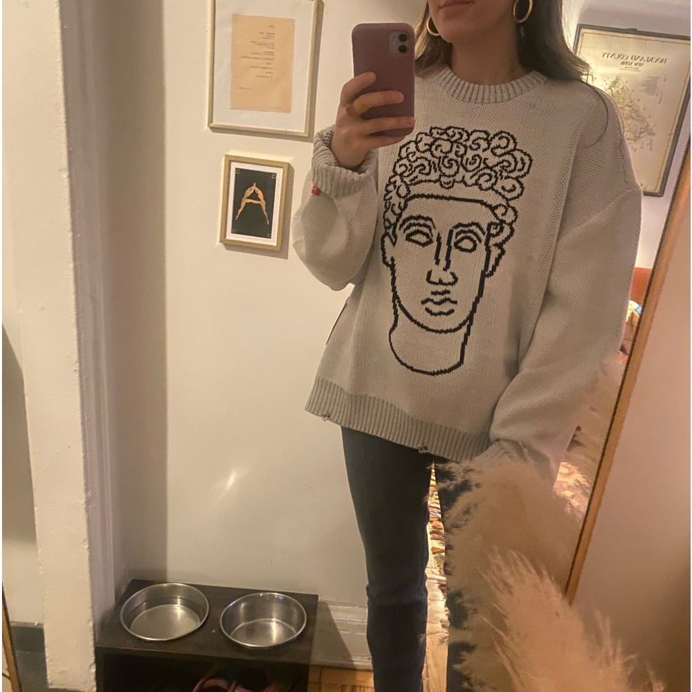 NWT The Met x PacSun Marble Head Cropped Crew Neck Sweater